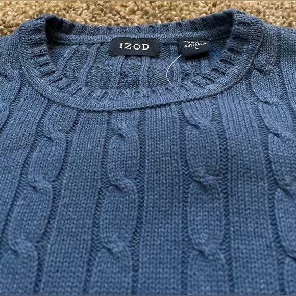 Men’s Izod Cable Knit L/S Crewneck Pullover 100% Cotton Sweater/Sz L-NWT-Quick - Picture 7 of 14
